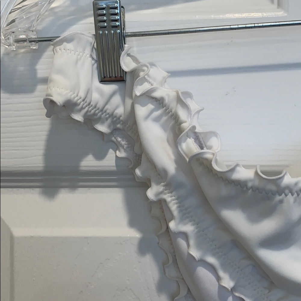 White Cheeky Ruffle Bathing suit Bottom - Picture 4 of 8